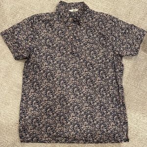 Blue flower print 3sixteen short sleeve collared shirt with pocket